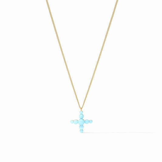 Julie Vos - Necklace - Gumdrop Cross Delicate - Powder Blue - Findlay Rowe Designs