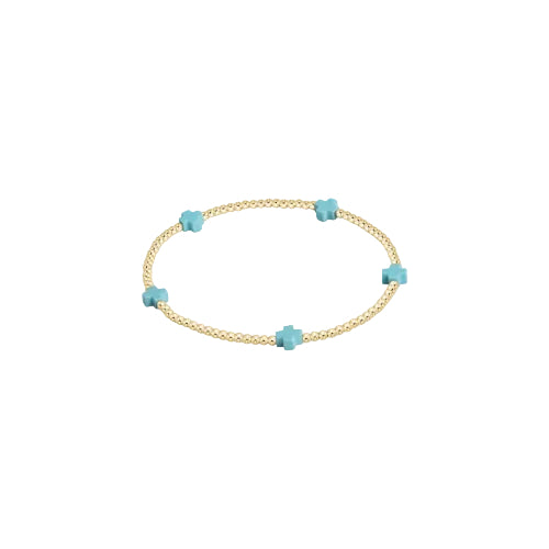 Enewton - Signature Cross Gold Small 2mm Bracelet - Turquoise - Findlay Rowe Designs