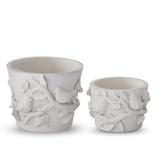 Container - White Resin - Embossed Bird - Findlay Rowe Designs