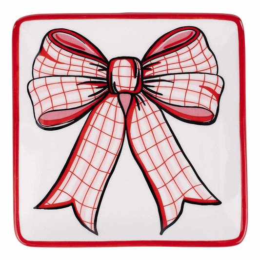 Glory Haus - Trinket Tray - Red and Pink Bow - Findlay Rowe Designs