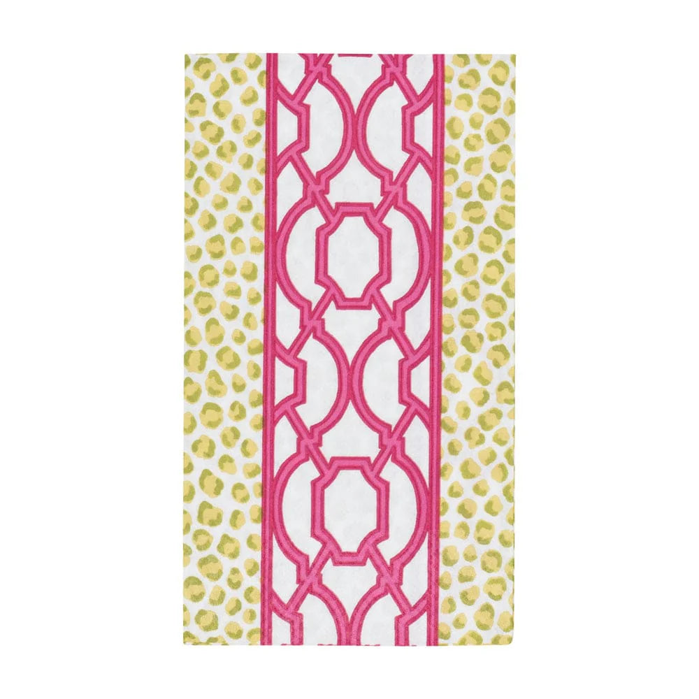 Caspari - Guest Towel Napkins - Knots And Spots Green & Fuchsia - Findlay Rowe Designs
