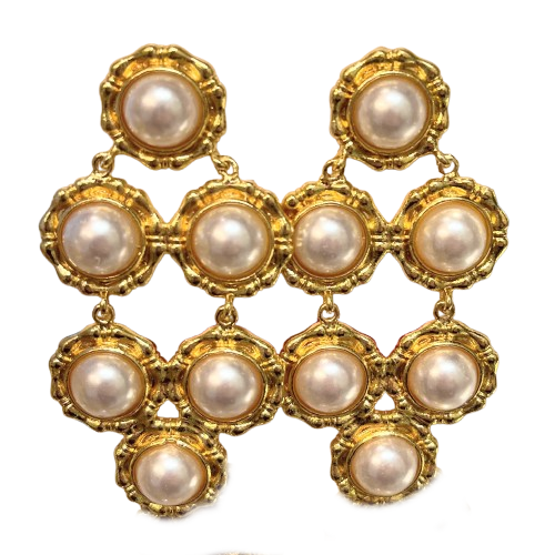 Lisi Lerch - Earrings - Clara Gold Pearl Drop Statement - Findlay Rowe Designs
