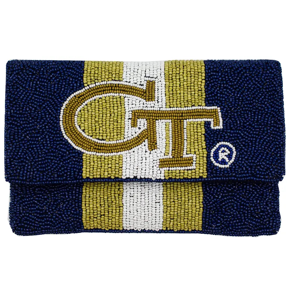 Beaded Mini Crossbody Clutch - Georgia Tech - Findlay Rowe Designs
