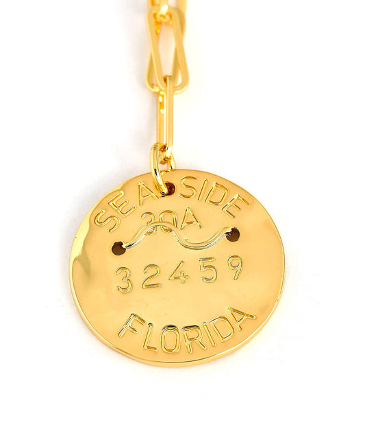 Lisi Lerch - Necklace - Beach Charm - Plated Paper Clip Chain - Seaside Beach - Findlay Rowe Designs