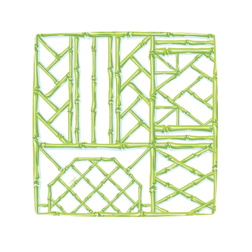 Caspari - Plate Salad Dessert Square - Bamboo Screen Moss Green - Findlay Rowe Designs