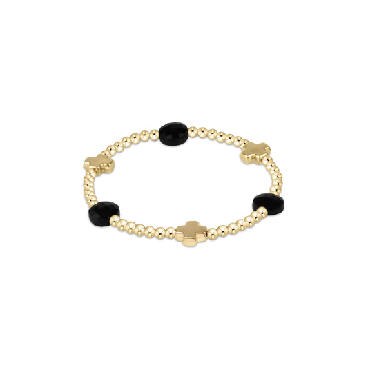 Enewton - Signature Cross Admire Gold Pattern 3mm Bead Bracelet - Faceted Onyx - Findlay Rowe Designs
