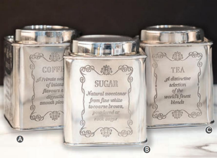 Clearance - Canister - Polished Silver Tone - Tea - Findlay Rowe Designs