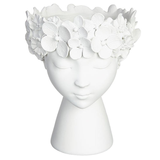 Vase - Flower Lady Head White - 9.4in - Findlay Rowe Designs