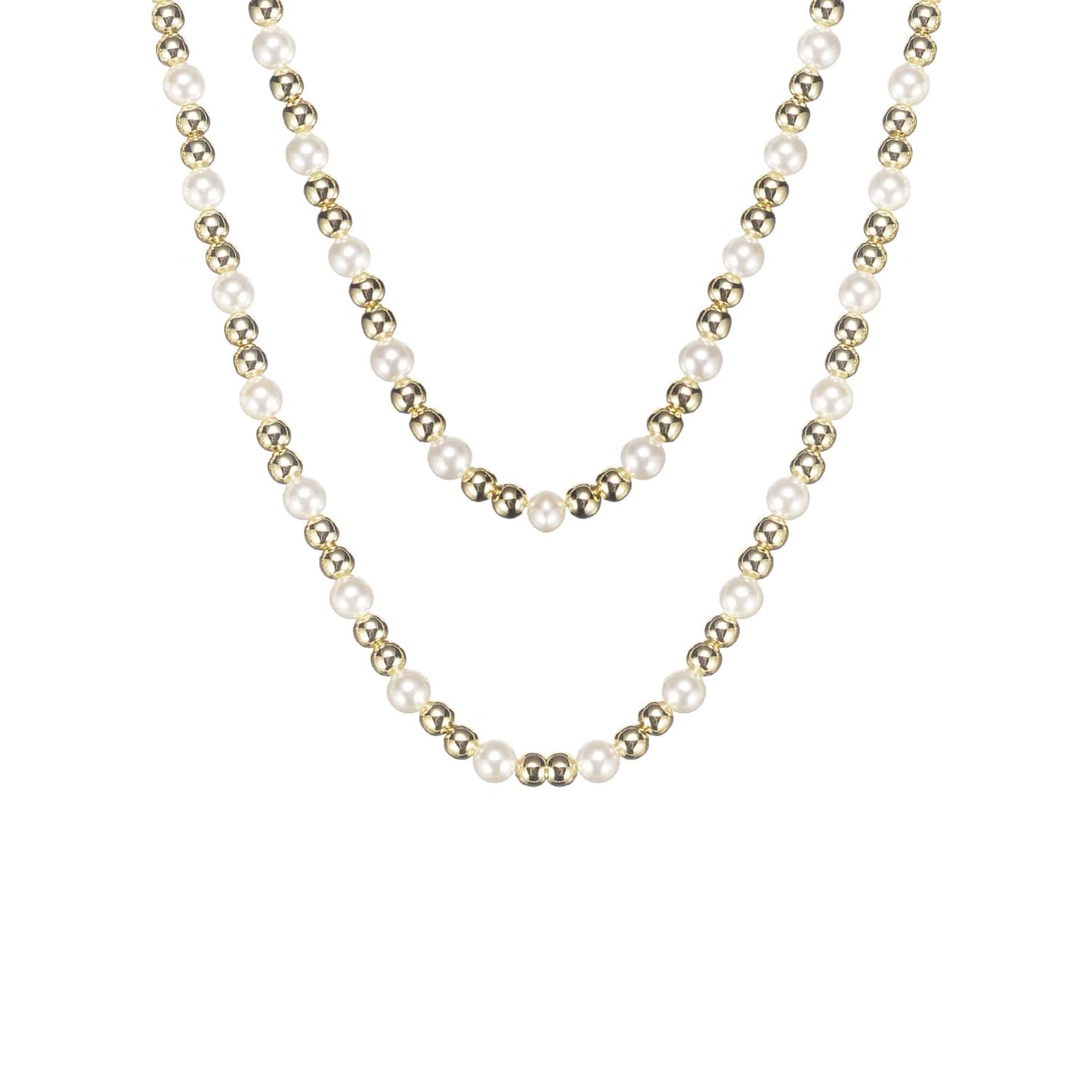 Natalie Wood -Adorned Pearl Beaded Necklace in Gold