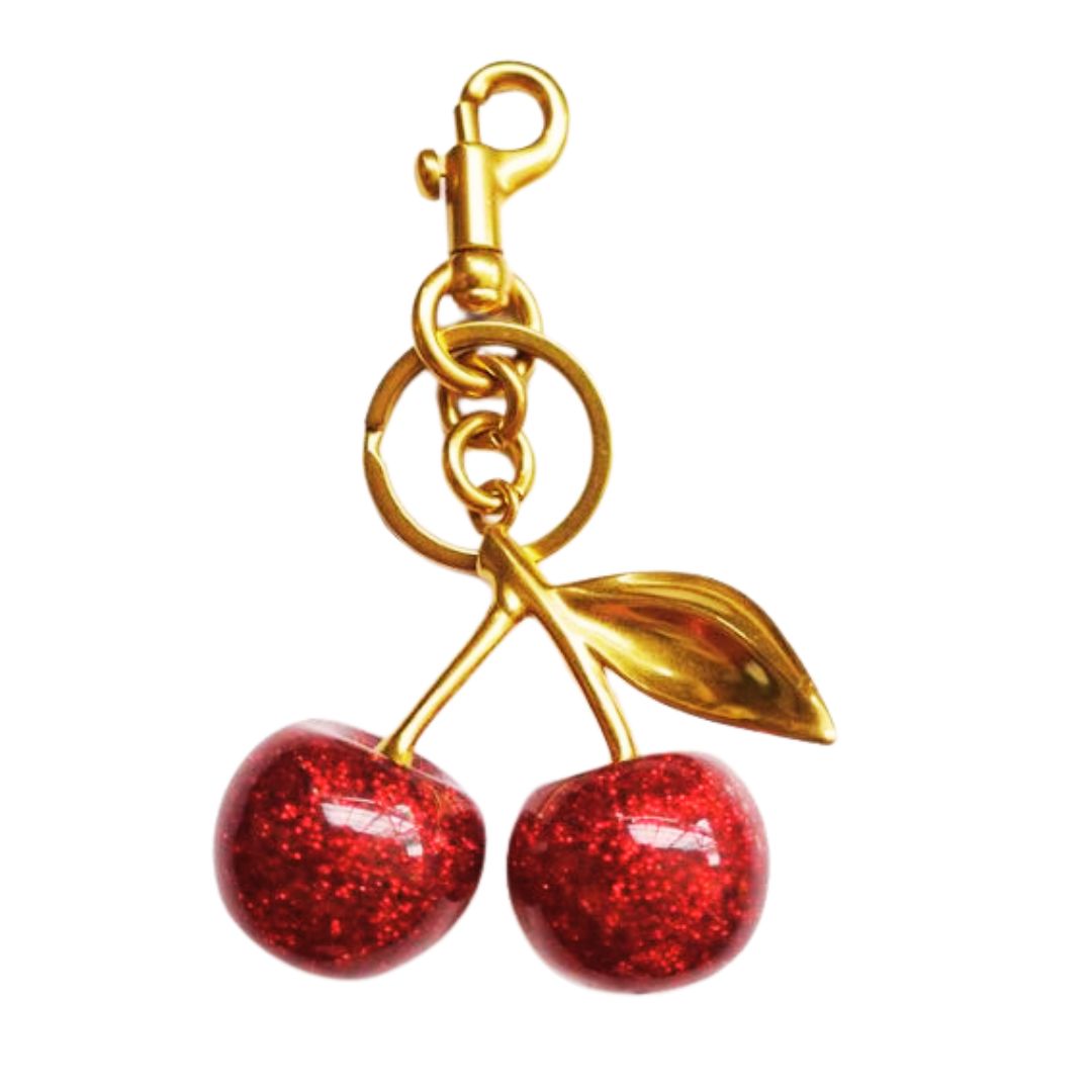 Queens Design - Bag Charm - Red and Gold Cherry - Findlay Rowe Designs
