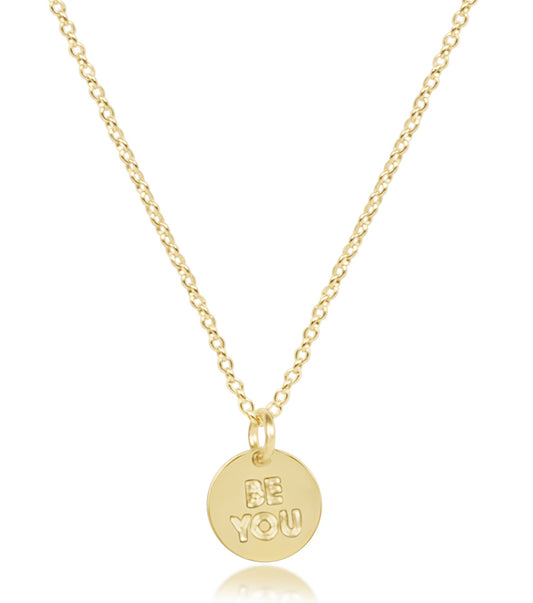 Enewton - 16" Necklace Gold - be you - Small Gold Word Disc - Findlay Rowe Designs