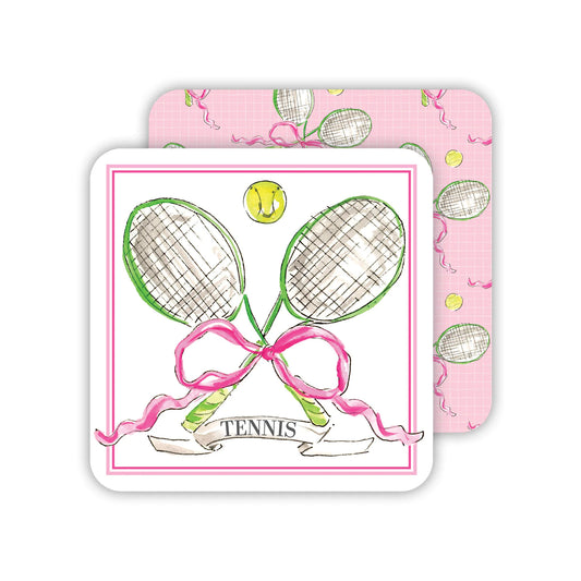 Tennis Rackets with Ball and Bow Paper Coasters