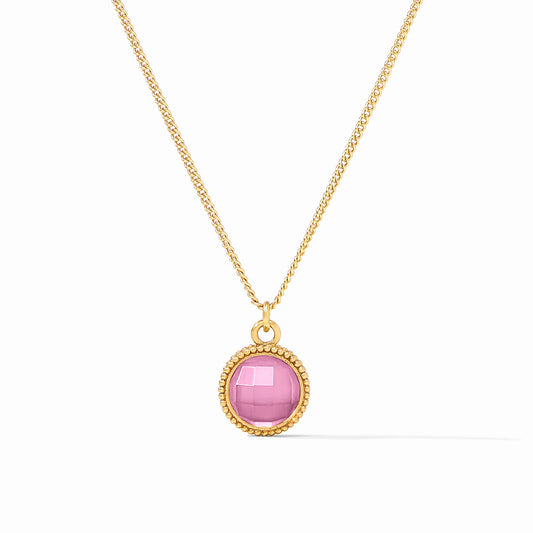 Julie Vos - Necklace - Fleur-de-Lis Solitaire - Iridescent Tourmaline Pink