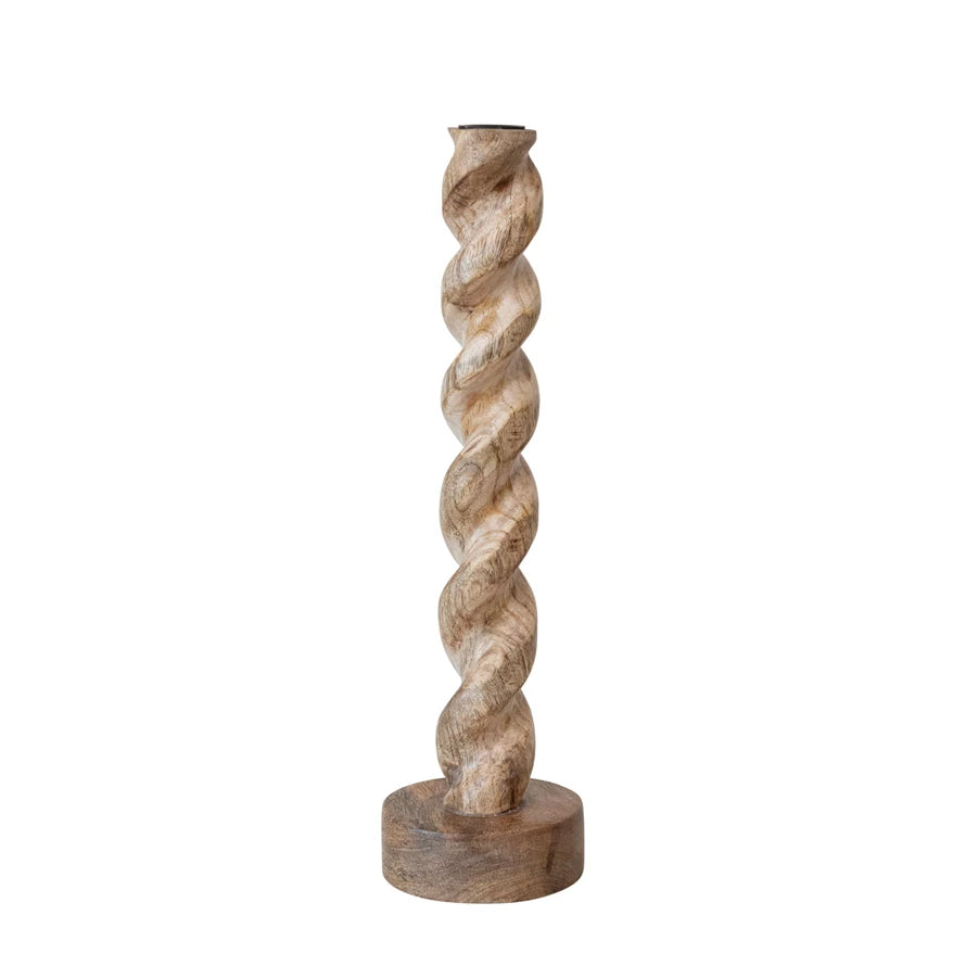 Taper Holder - Twisted Mango Wood - Findlay Rowe Designs