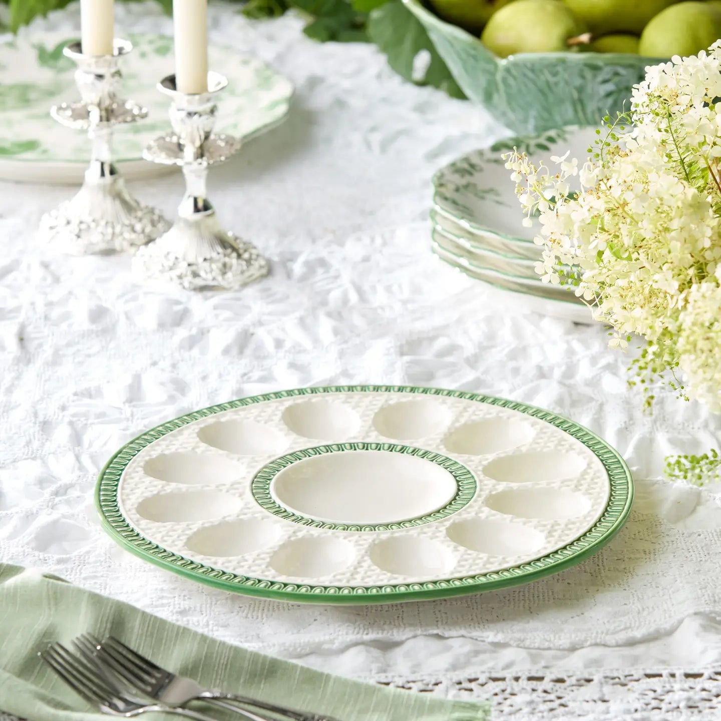 Egg Plate - Le Jardin Embossed Rattan - Findlay Rowe Designs