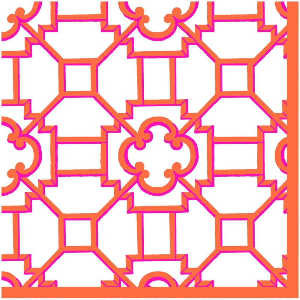 Caspari - Cloth Napkin - Garden Trellis Fuchsia Orange - Findlay Rowe Designs