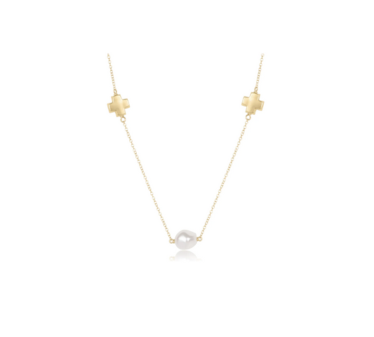 Enewton - Choker Signature Cross Admire Simplicity Chain Gold - Pearl - 17in