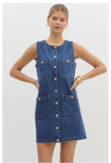 Dress - Denim Sleeveless - Gold Button - Findlay Rowe Designs