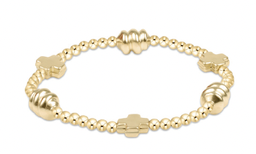 Enewton - Signature Cross Admire Gold Pattern 3mm Bead Bracelet - Gold - Findlay Rowe Designs