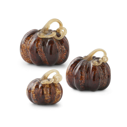 Handblown Glass Pumpkins - Brown Speckled