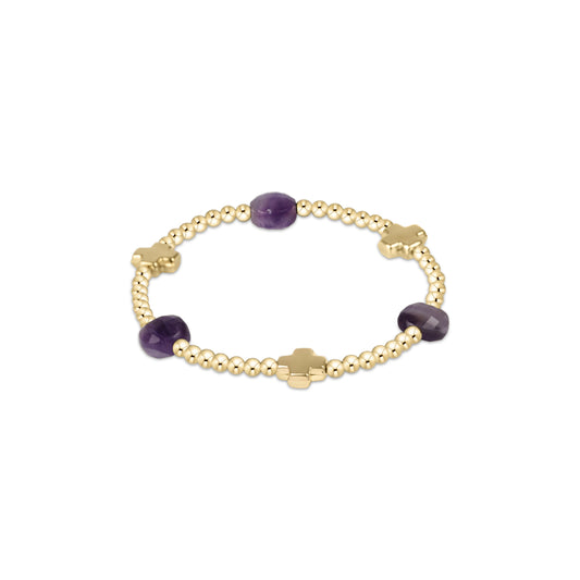 Enewton - Signature Cross Admire Gold Pattern 3mm Bead Bracelet - Amethyst
