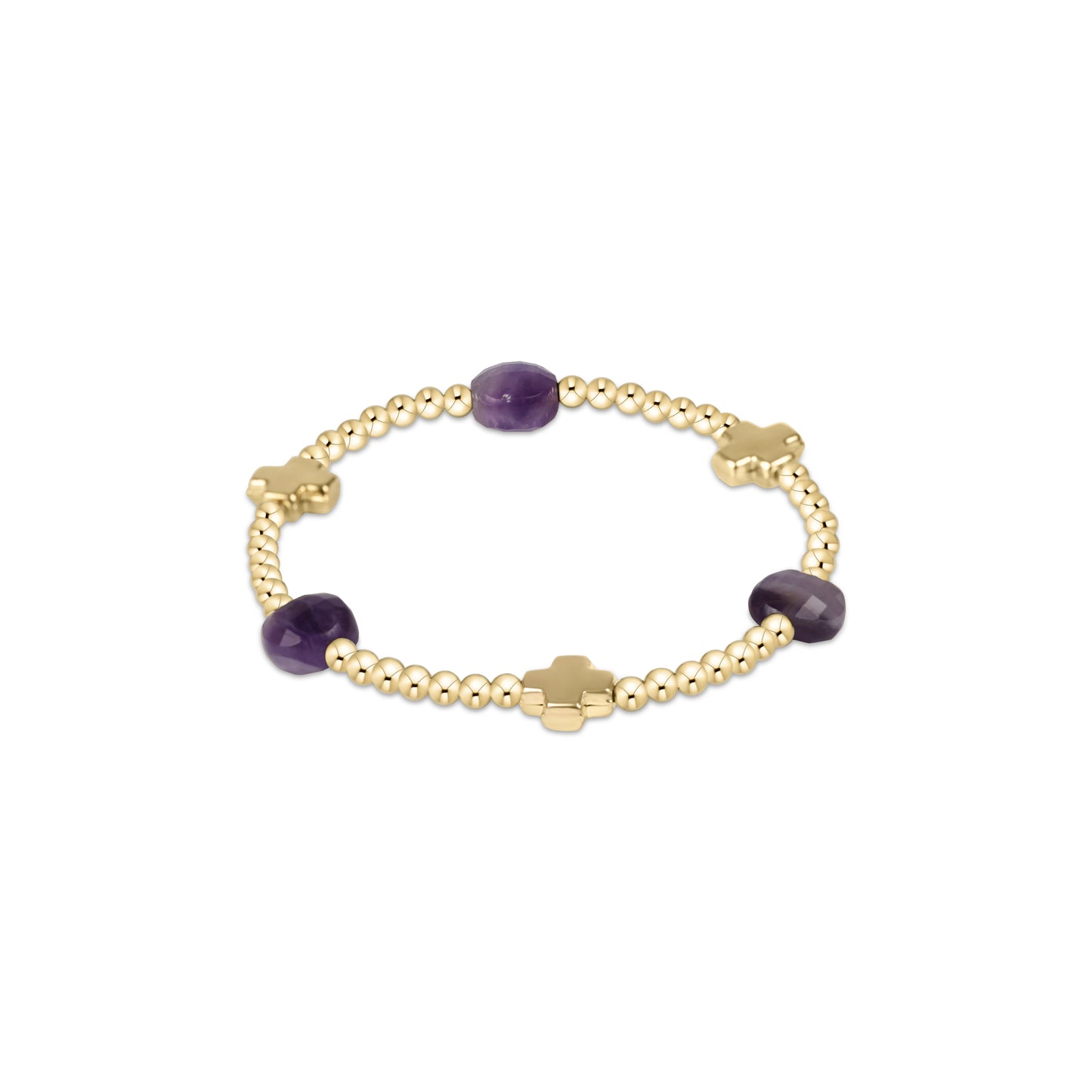 Enewton - Signature Cross Admire Gold Pattern 3mm Bead Bracelet - Amethyst