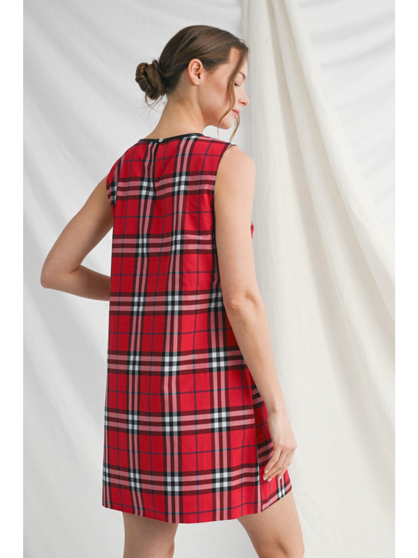 Dress - Sleeveless Red Plaid