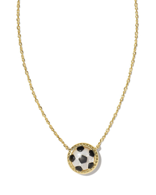 Kendra Scott - Necklace - Soccer Gold Short Pendant Necklace in Ivory Mother-of-Pearl
