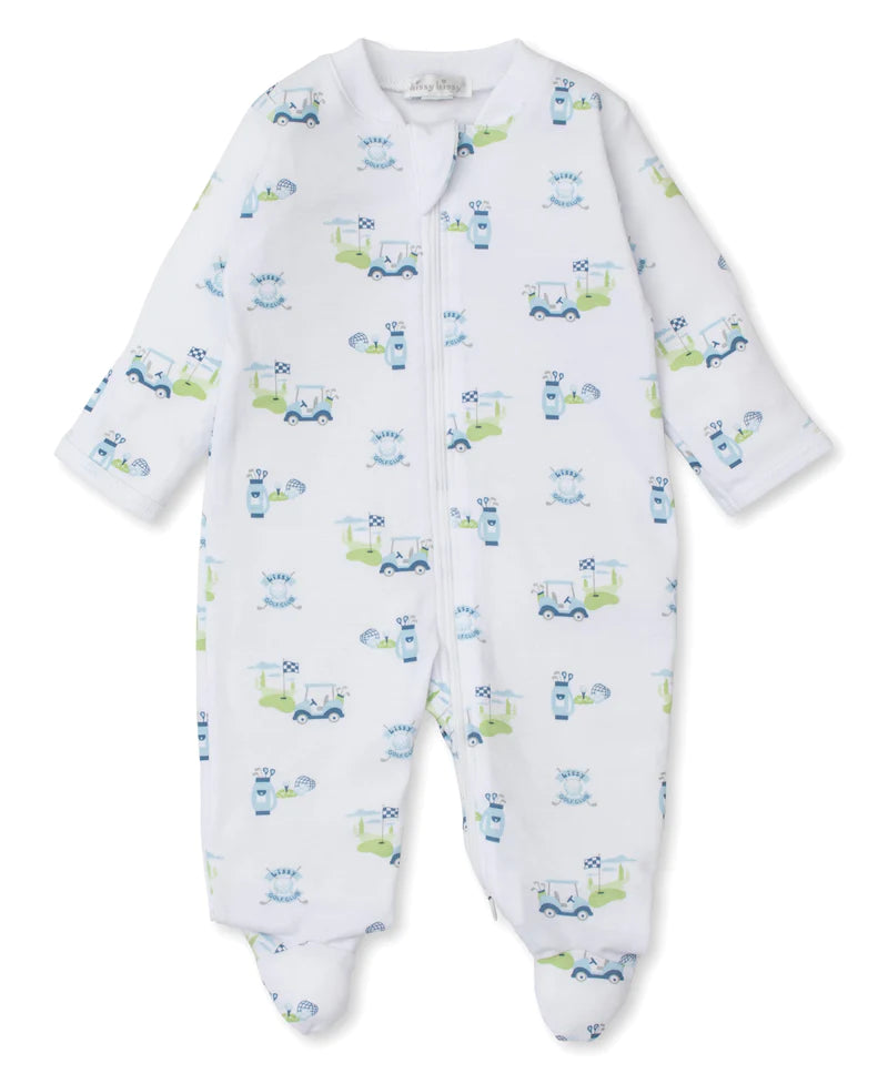Kissy Kissy- Kissy Golf Club Blue Zip Footie - Findlay Rowe Designs
