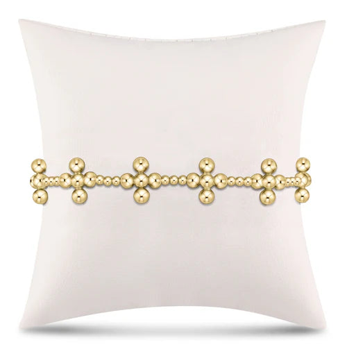 Enewton - Signature Cross Sincerity Pattern 2.5mm Bead Bracelet - Classic Beaded Signature Cross Gold - 4mm Bead Gold - Findlay Rowe Designs