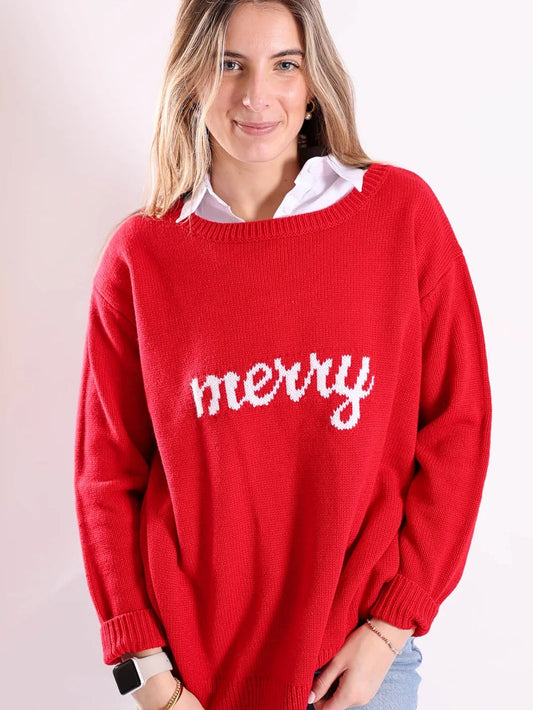 Pippa Sweater - Red - White Merry