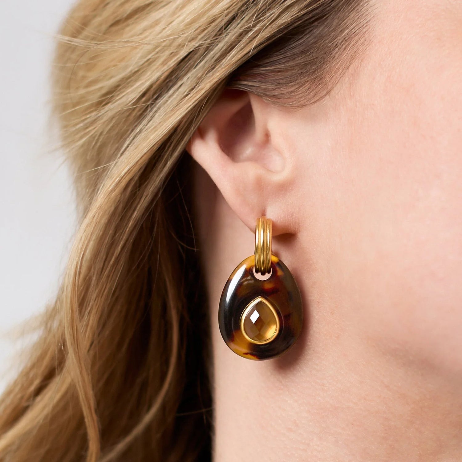 Julie Vos - Earring - Carnaby Hoop and Charm - Tortoiseshell - Findlay Rowe Designs