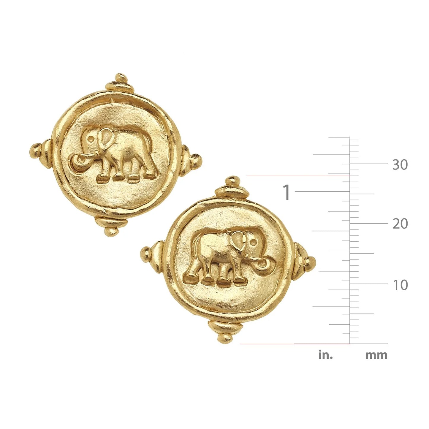 Susan Shaw - Earrings - Elephant Intaglio Studs