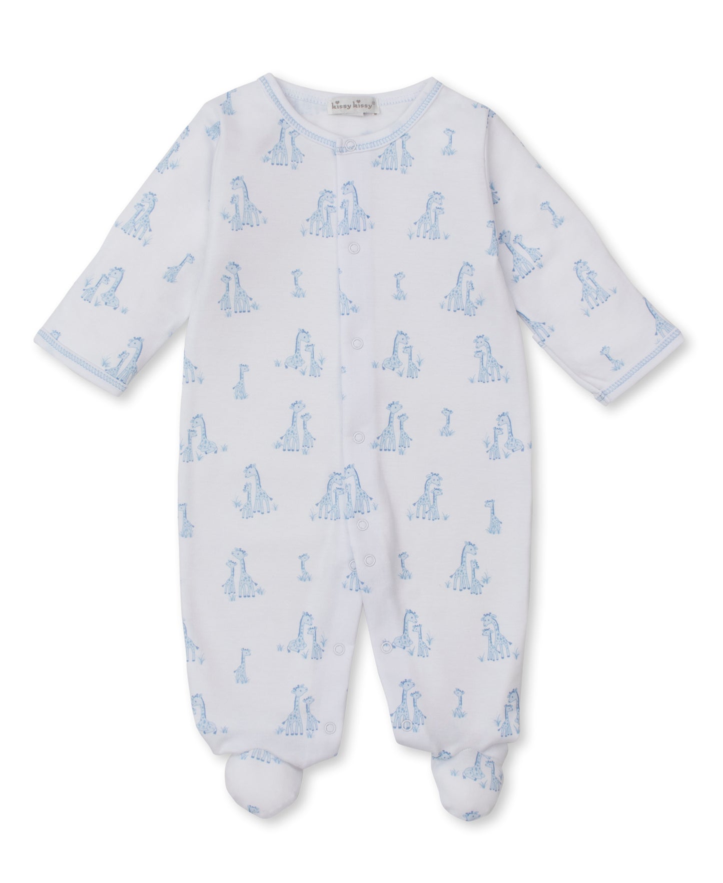 Kissy Kissy - Zip Footie - Giraffe Grace - Blue - Findlay Rowe Designs