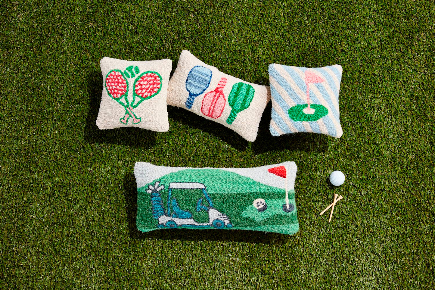 Mud Pie - Pillow - Tennis Racquet Mini Hooked - Findlay Rowe Designs
