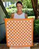 Caroline Hill - Scarf - Calloway Checked Scarf Orange White - Medium - Findlay Rowe Designs