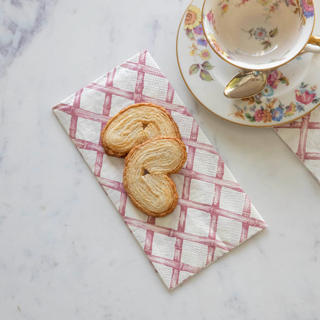 Hester and Cook - Guest Towel Napkin - Pink Lattice - Findlay Rowe Designs