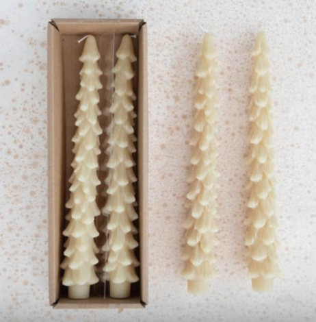 Candle - Tree Shaped Taper - 10in Eggnog Set of 2 - Findlay Rowe Designs