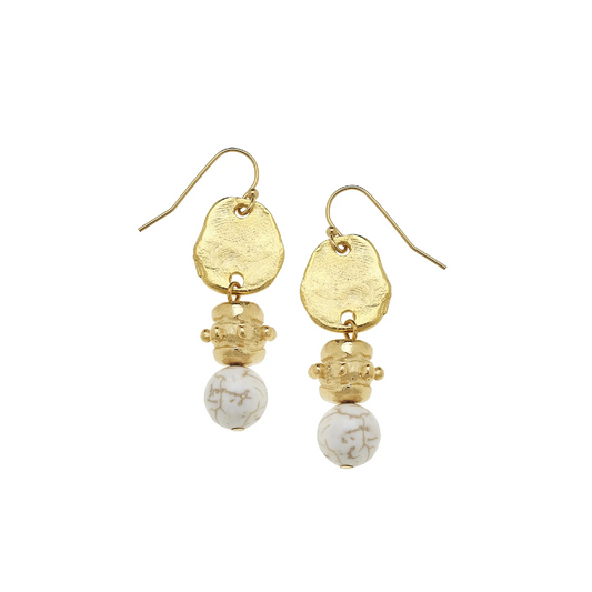Susan Shaw - Earrings - Bentley Drop - White Turquoise