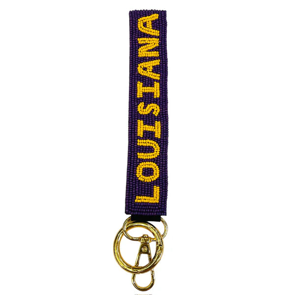 Beaded Key Chain Wristlet - Louisiana LSU - Findlay Rowe Designs
