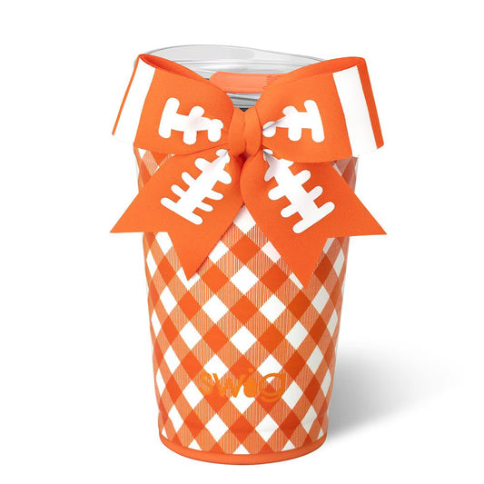 Swig - Party Cup 24oz - Gameday Gingham - Orange - Findlay Rowe Designs