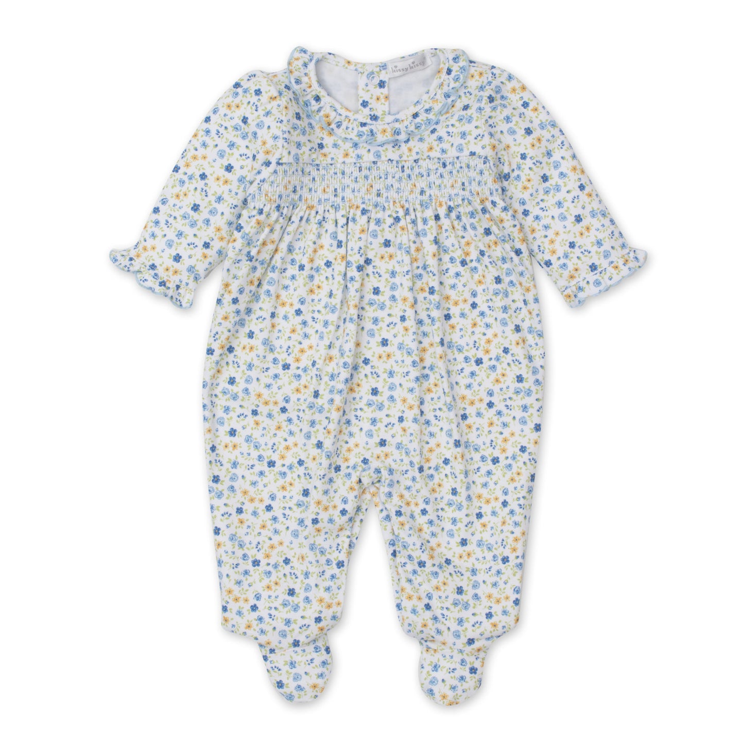 Kissy Kissy - Blue Floral Fantasy Footie - Findlay Rowe Designs