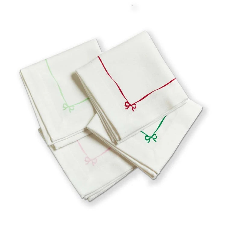 Cocktail Napkins - Cotton - Very Merry Bow