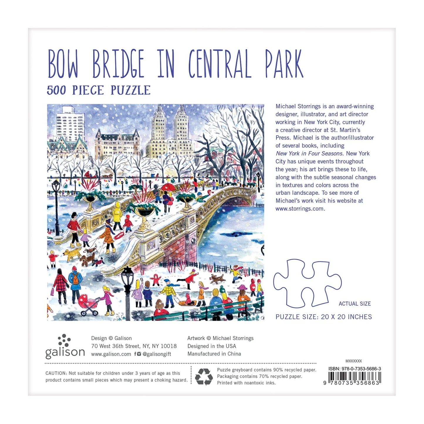 Puzzle - Storrings Bow Bridge In Central Park - 500pc