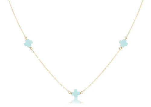 Enewton - 15in Choker Simplicity Chain Gold - Signature Cross - Turquoise - Findlay Rowe Designs