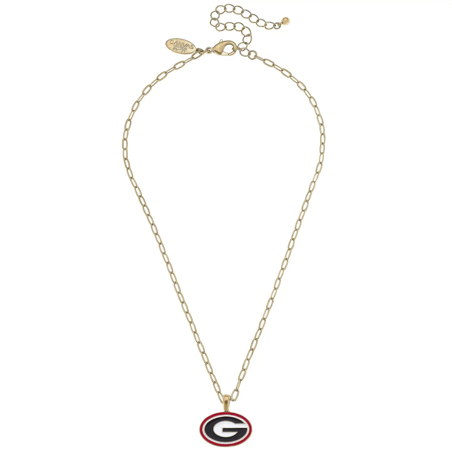 Necklace - Georgia Bulldogs G Enamel Pendant - Shiny Gold - Findlay Rowe Designs