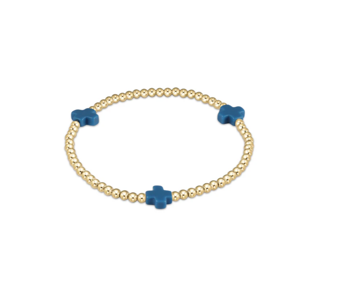 Enewton - egirl Signature Cross Gold Pattern 3mm Bead Bracelet - Cobalt