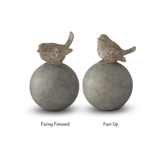 Resin Bird on Ball Finial - 9.25in - Gray Gold - Findlay Rowe Designs