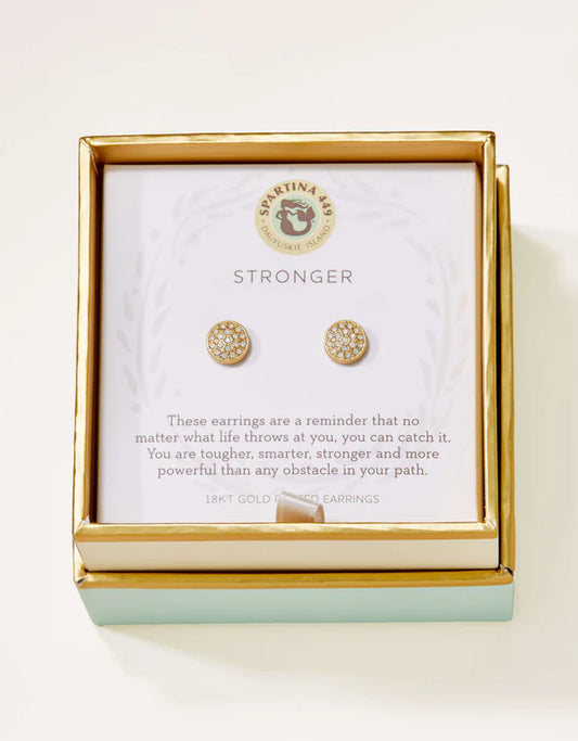 Spartina 449 - Earring - Sea La Vie Stud - Stronger Pavé Disk - Gold - Findlay Rowe Designs