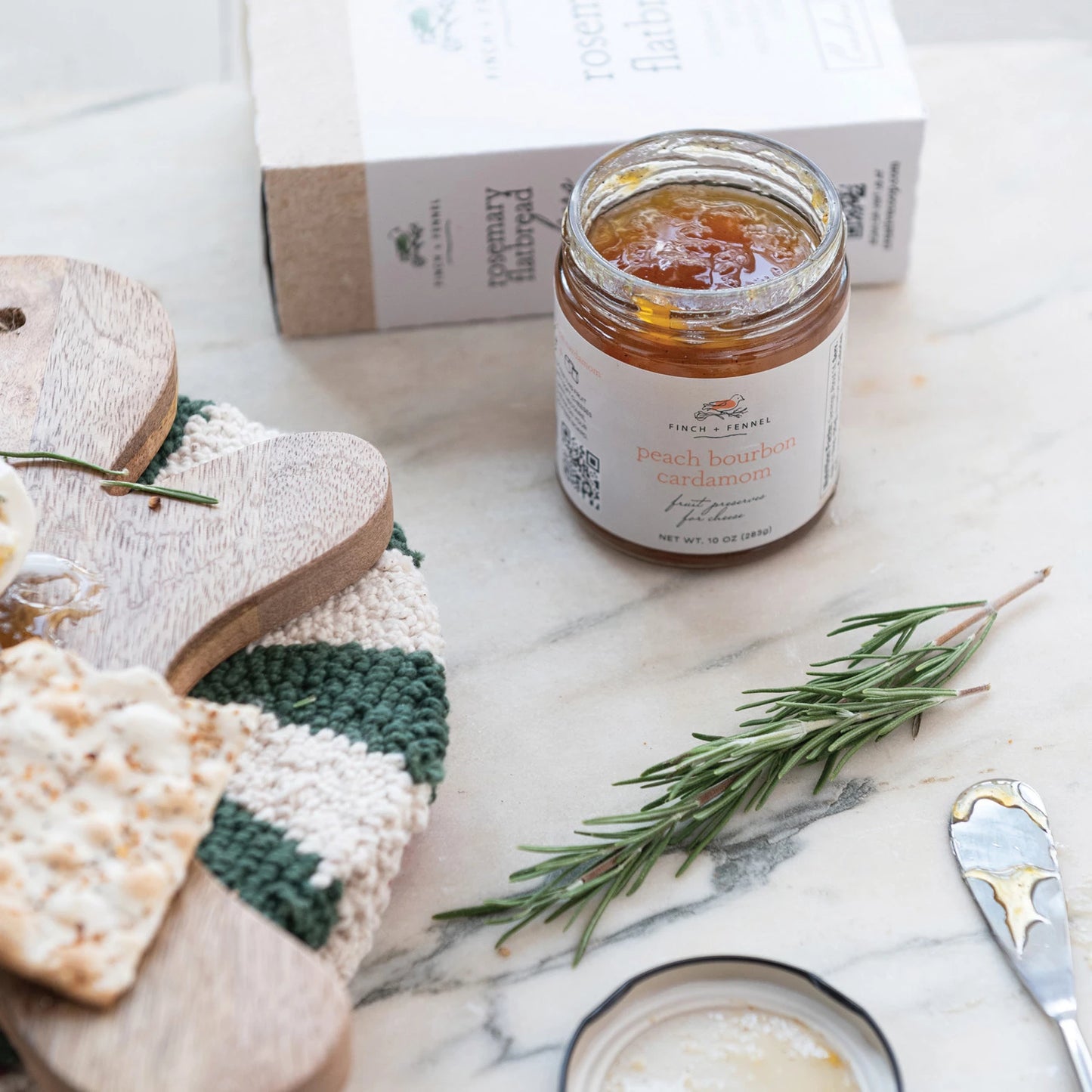 Finch & Fennel - 10 oz. Peach Bourbon Cardamom Fruit Preserves for Cheese - Findlay Rowe Designs